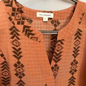 Aztec Print Sleeveless Peplum Top